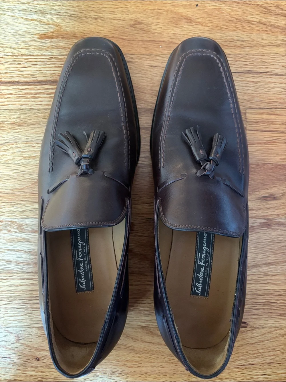 Salvatore Ferragamo Dark Brown Leather Tassel Loafers